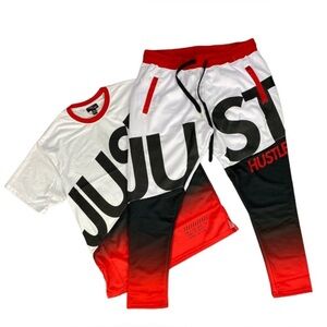 Big and Tall Men's "Just Hustle" Pant Set RED NWT